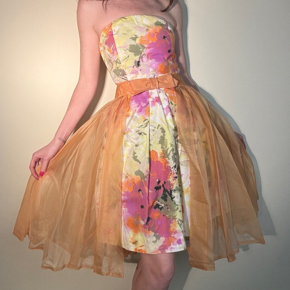 J. Crew Vibrant Multicolor Floral Strapless Cotton Mini Dress - Picture 2 of 11